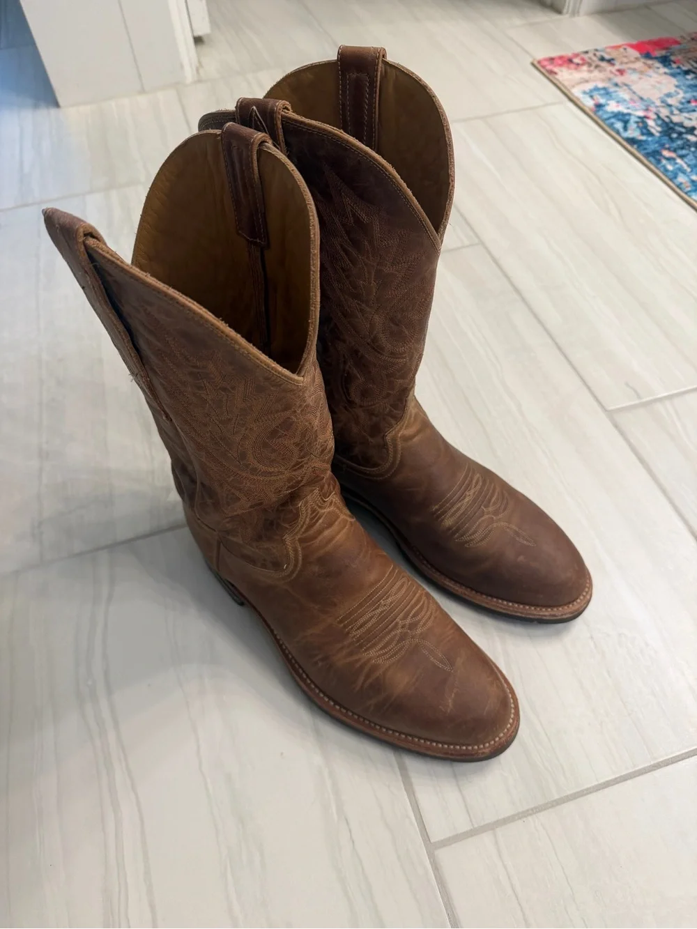 Lucchese Brown Men's Western Cowboy Boots - Picture 2 of 4